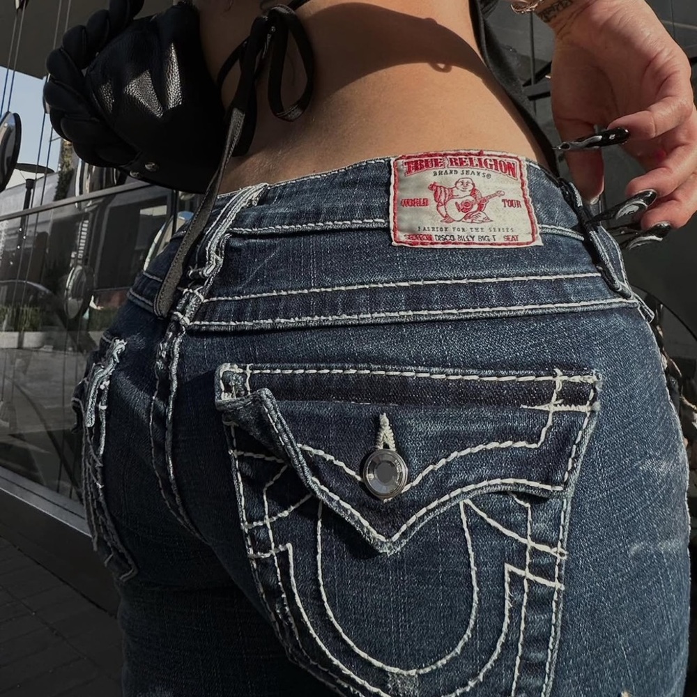 True Religion Disco Lily Big T Capri Blue Size 28 cropped
